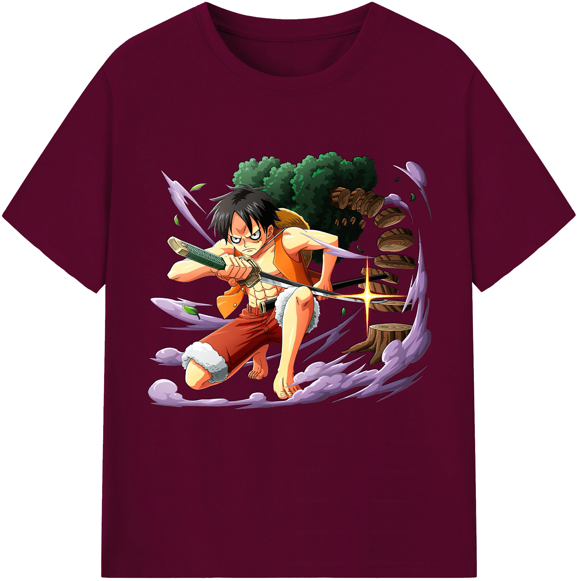 ワンピース モンキー・D・ルフィ ONE PIECE Monkey D. Luffy レディースカジュアルプリントTシャツ（綿100％）